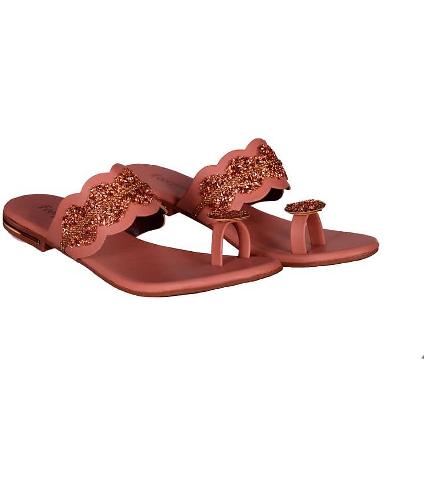 Footprints Pink Women's Kolhapuris