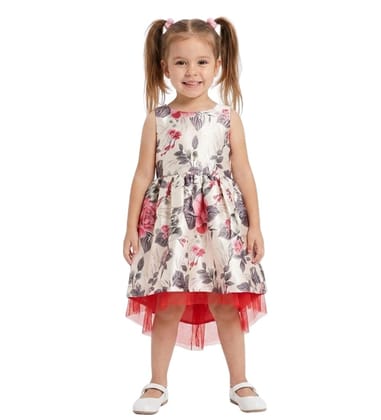 Girl's Polyester & Net Inset Sleeveless Dress with Net Inset (Off White, 3-4-Yrs)-PID66013 Girl's Polyester & Net Inset Sleeveless Dress with Net Inset (Off White, 3-4-Yrs)-PID66013