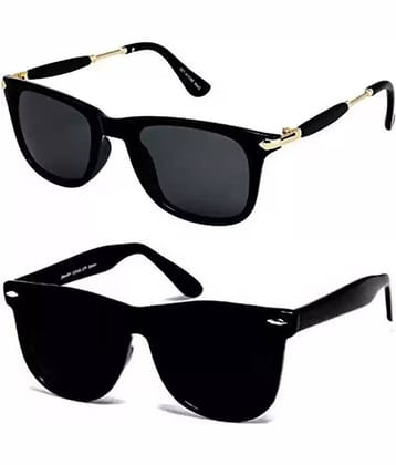 Elligator Black Rectangular Sunglasses ( Pack of 2 )
