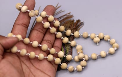 925 Solid silver tulsi chain mala tulsi wooden handcrafted 54 beads jaap mala necklace chain use for medical india jewelry ch25