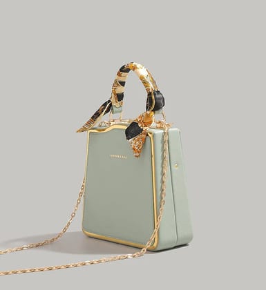 New women's box bag Korean style fashionable high-grade chain messenger bag popular silk scarf handbag New women's box bag Korean style fashionable high-grade chain messenger bag popular silk scarf handbag