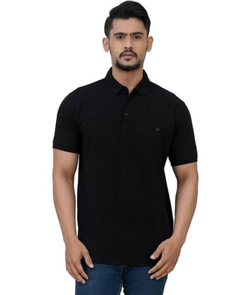 Cotstyle Pack of 1 Cotton Blend Regular Fit Solid Half Sleeves Men's Polo T Shirt ( Black )