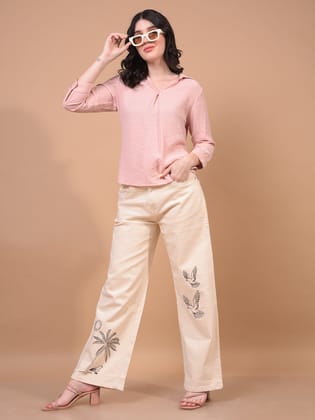 Peach V-Neck Top-S / Peach