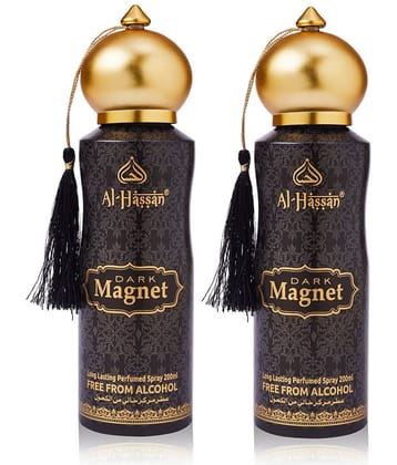 Al - Hassan Dark Magnet Perfumed Spray For Men & Women Lasting Body Spray 200 ml (Pack of 2)