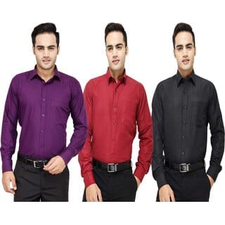 Baleshwar Men Multicolor Solid Casual Shirt (Pack of 3)