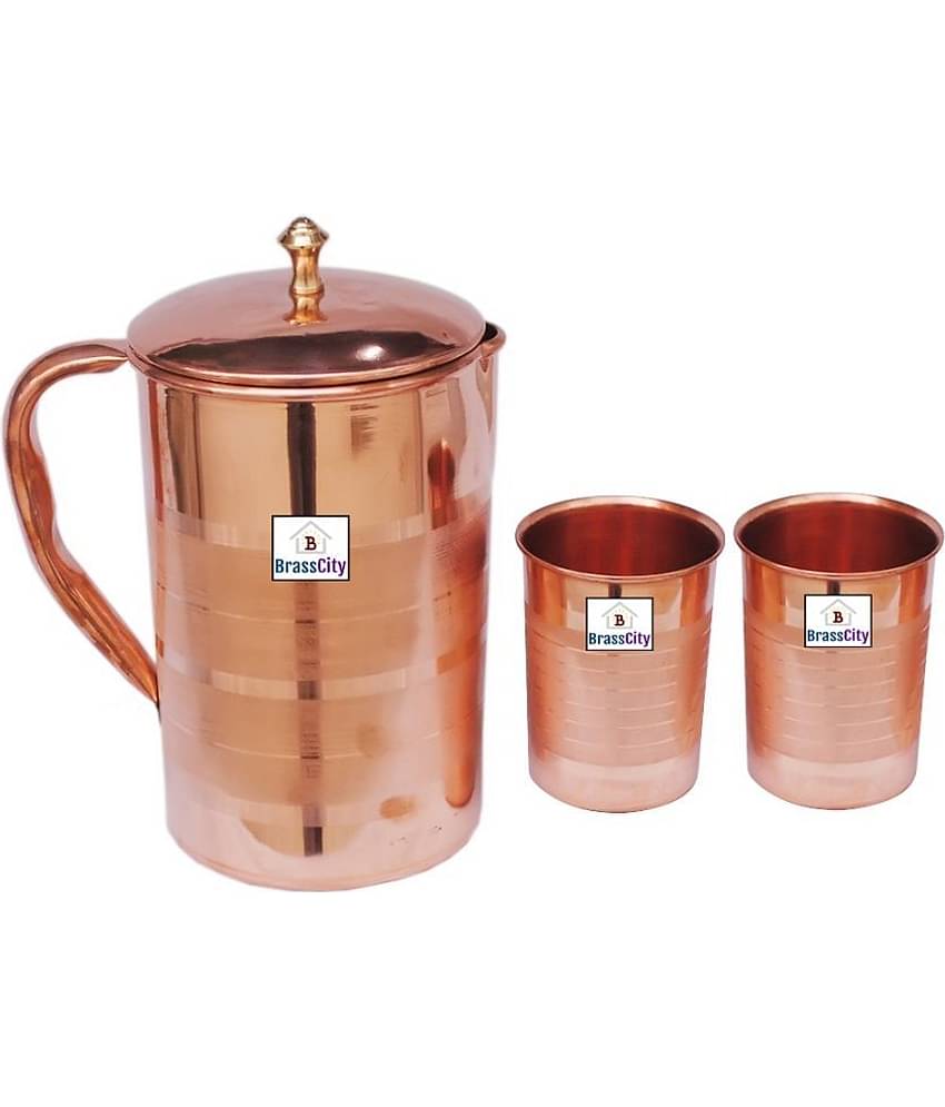 BrassCity Copper JUG 2000ml,GLASS 3OOml ml Jugs & Glasses Sets