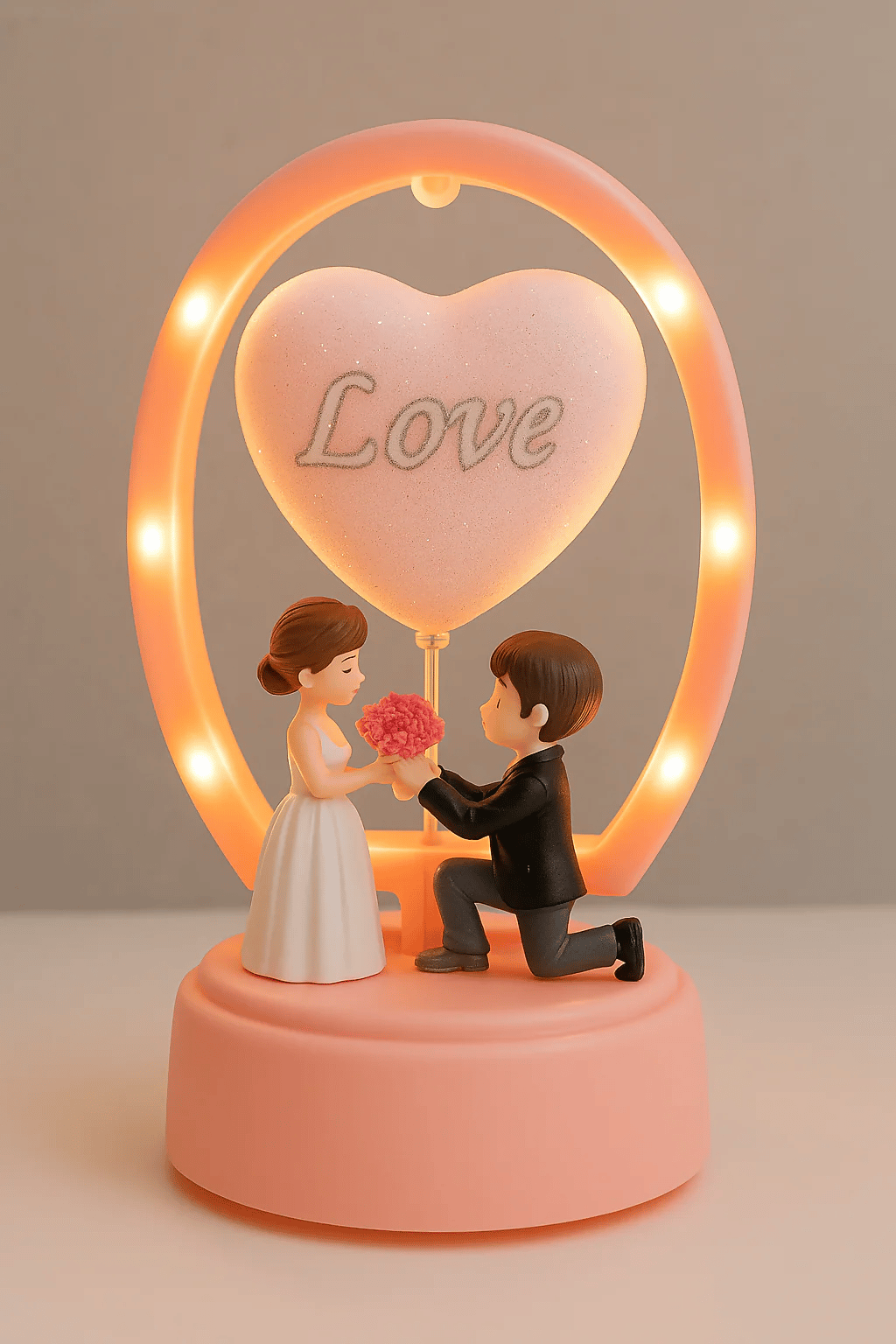 Romantic 'Love Proposal' Night Light - Couple Figurine Decor_assorted colour