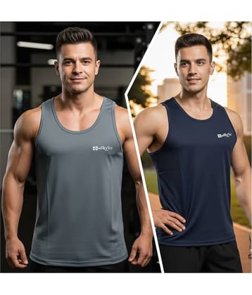 WHEY FIT Pack of 2 Polyester Gym Vest For Men ( Multicolor )