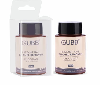GUBB Nail Paint Remover Dip & Twist | Acetone Free | Removes nail-enamel instantly | contain vitamin E| Skin-friendly |Intensely moisturizes | Best For Natural Fingernail | Chocolate Aroma - 80ml