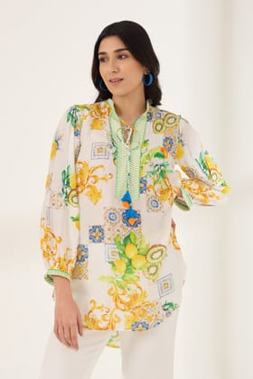 KIWIQ PRINTED MODAL TOP-KIWIQ / Viscose Bemberg / XXS