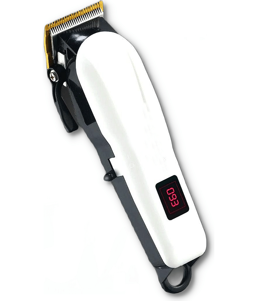 PSK Professional Hair Trimmer Clipper With Digital Charging Display  Runtime: 60 min Trimmer for Men (White)