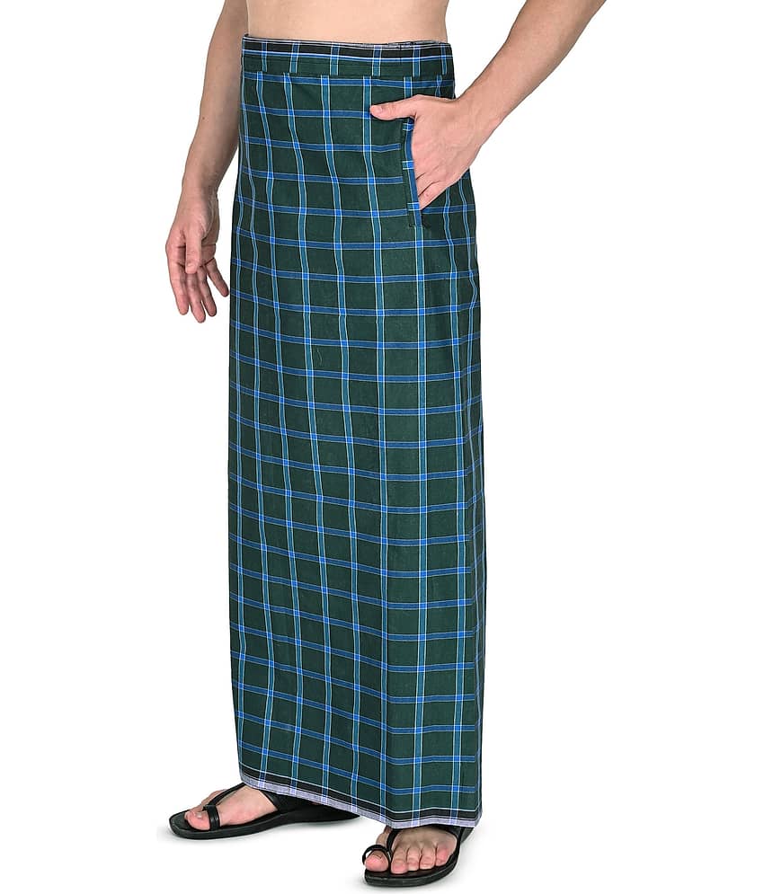 GOWRI TEX Cotton Blend Men's Dhoti Green ( Pack of 1 )