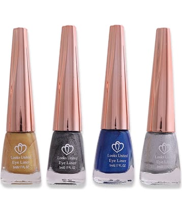 Looks United - Silver Metalic Eye Liner Liquid ( Pack of 4 )