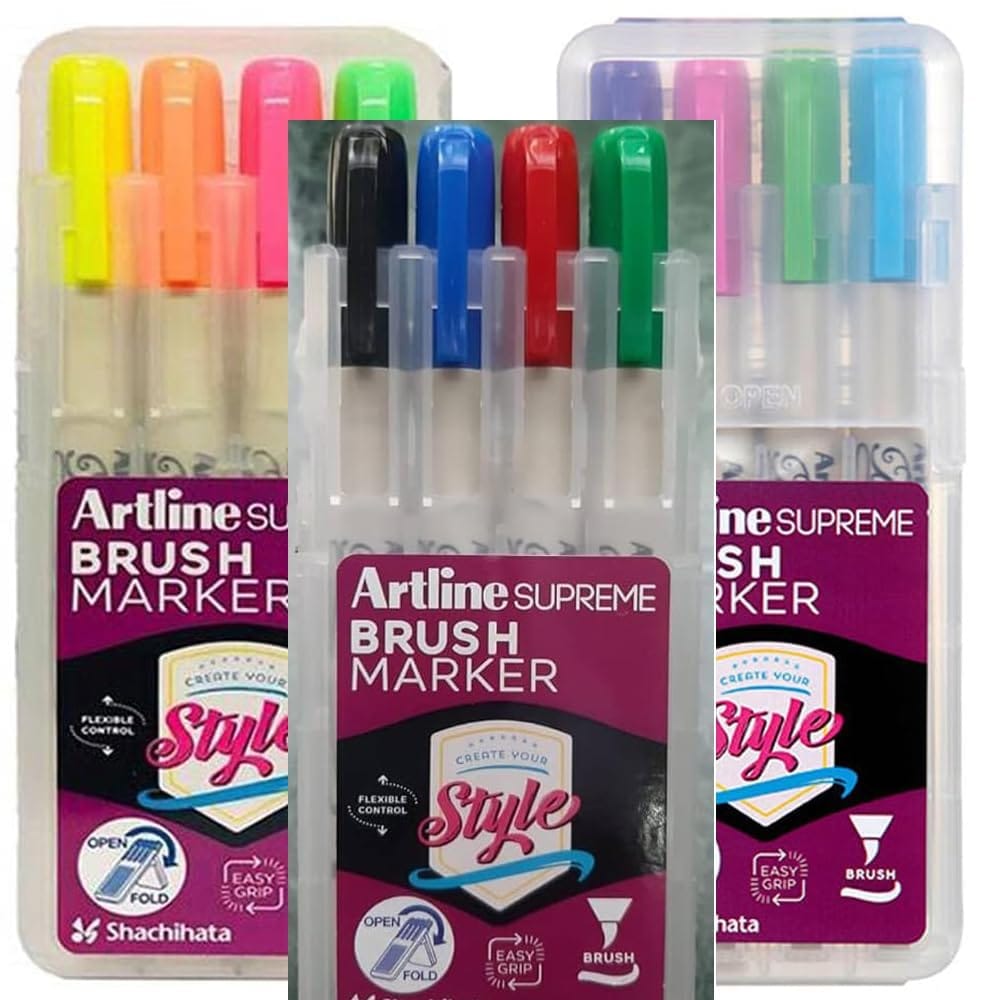 Artline Supreme Brush Marker Set of 4 x 3 Packs | Popular Tool Among Artists And Designers