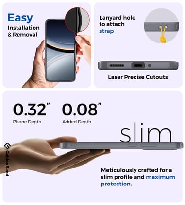 Rugged Frosted Semi Transparent PC Shock Proof Slim Back Cover for POCO F7 5G, 6.83 inch, Grey