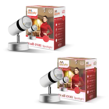 Murphy 10W Adjustable Aliminum LED Wall COB White Body-Warm White / Pack of 2