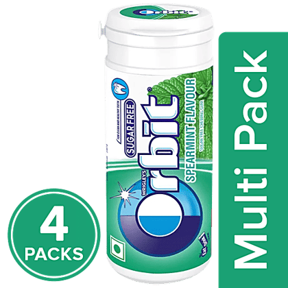 Orbit Sugar Free Chewing Gum - Spearmint, 4x22 g Multipack