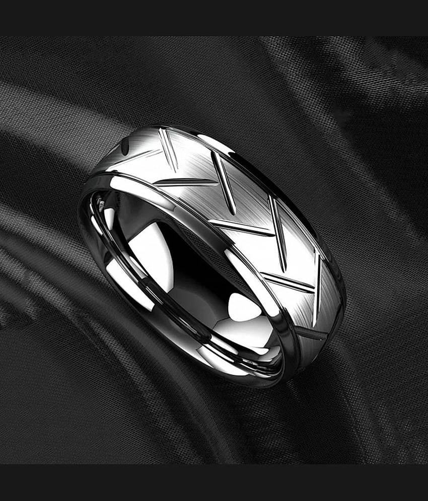 Thrillz Silver Michelin Ring | Simple Stainless Steel Ring | Mens Silver Ring | Minimalist Silver Ring | Mens Black Band| Gift for Him