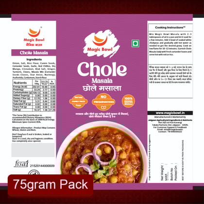 Magic Bowl Chhole Masala (75g) | Standard Value Pack (3 Pouches) | Punjabi Style Chickpea Spice