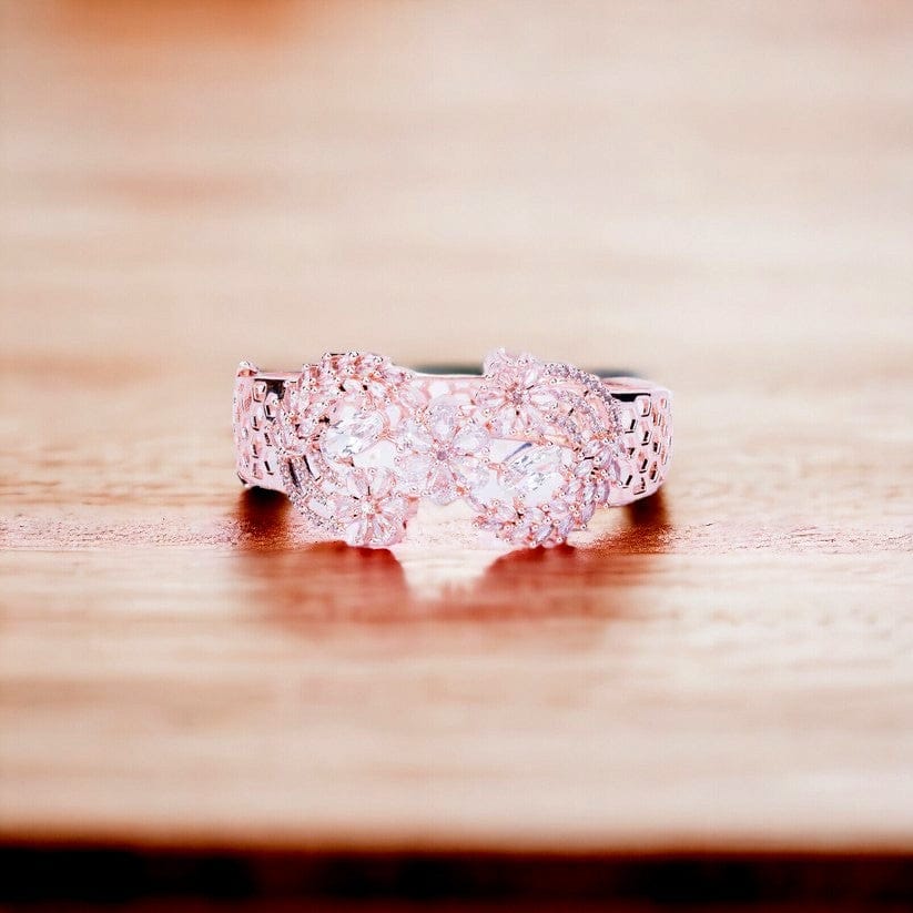 Graceful Flower Kada Bracelet-White / Rose Gold / Free Size