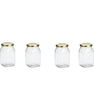 Somil Glass Container Glass Transparent Utility Container ( Set of 4 )