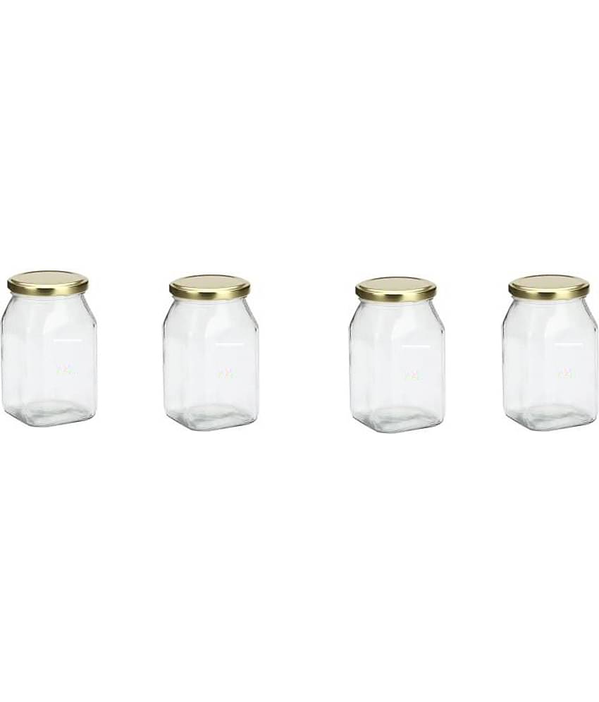 Somil Glass Container Glass Transparent Utility Container ( Set of 4 )