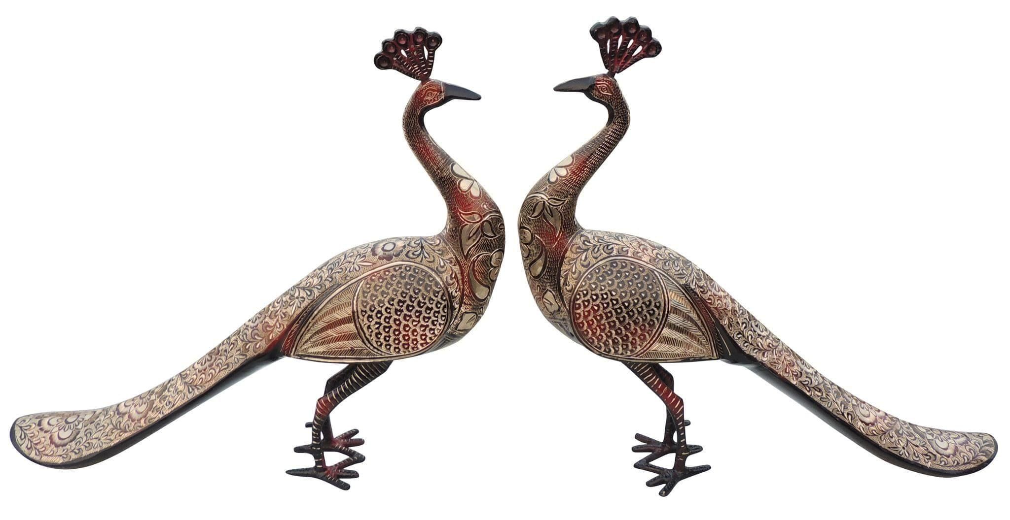 Brass Showpiece Peacock Pair Statue - 19*4.5*17.5 Inch (AN251 F)