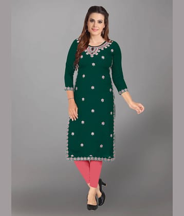 Kapadia - Green Rayon Women's Straight Kurti ( Pack of 1 )