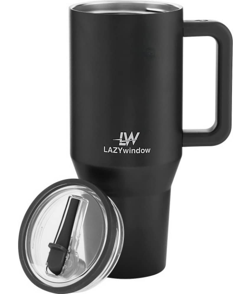 LAZYWINDOW Black Thermosteel Flask ( 1200 ml )