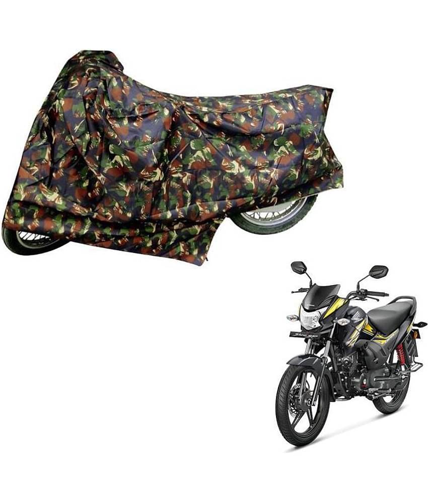 AutoRetail Dust Proof Two Wheeler Polyster Cover for Honda CB Shine SP (Mirror Pocket, Jungle Color)