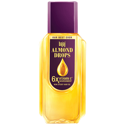 Bajaj Almond Drops Non-Sticky Hair Oil - For Healthy & Beautiful Hair, With 6X Vitamin E Nourishment, 285 Ml