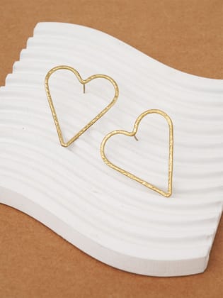 Heart Earring - Statement Brass Earring