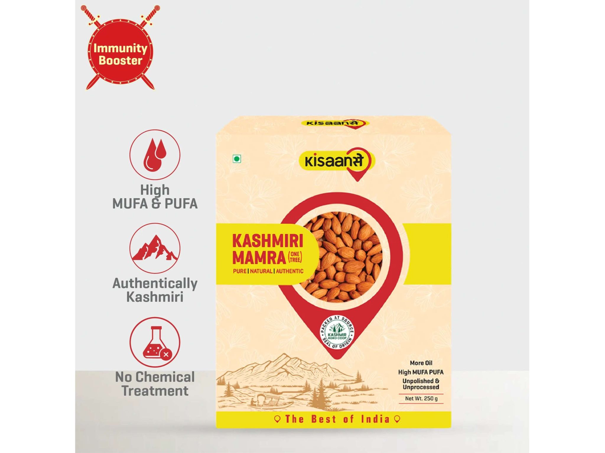KisaanSay Kashmiri Mamra Almonds - 250 Gram