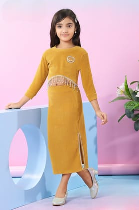 Girls Rhinestone Partywear Co-Ord Set  [GCS-9971] (4-12Years)-5-6Y (Size - 26) / Imported
