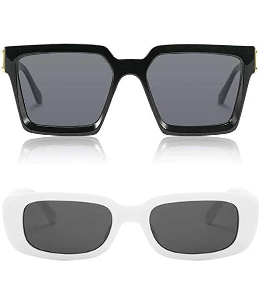Kanny Devis - Black Rectangular Sunglasses ( Pack of 2 )