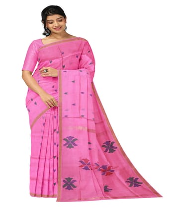 Pink buti handwoven cotton uppada saree