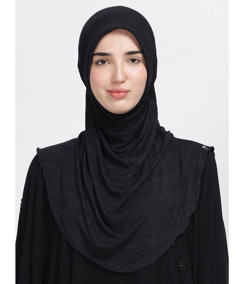 REVEIL Black Polyester Stitched Hijab - Single - Free Size