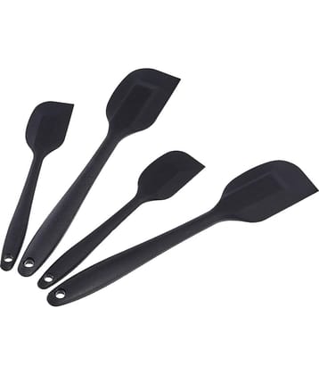Baskety Black Silicone Small and Large Mixing Spatula Set ( Pack of 4 )