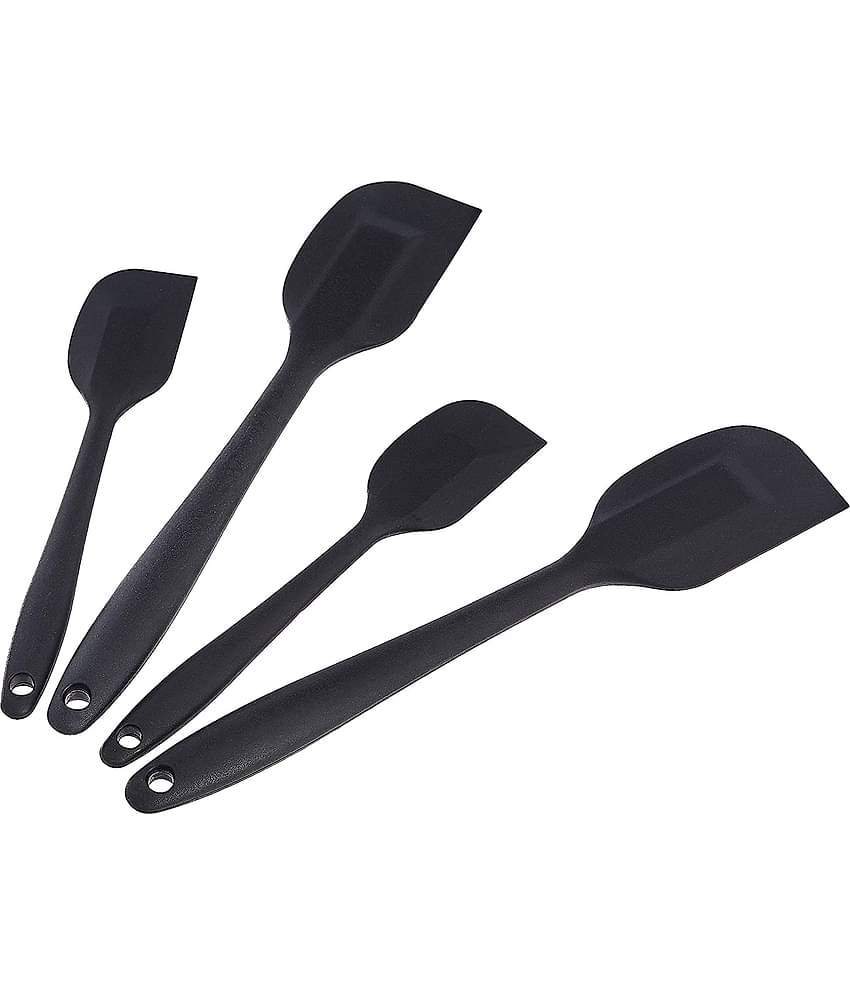 Baskety Black Silicone Small and Large Mixing Spatula Set ( Pack of 4 )