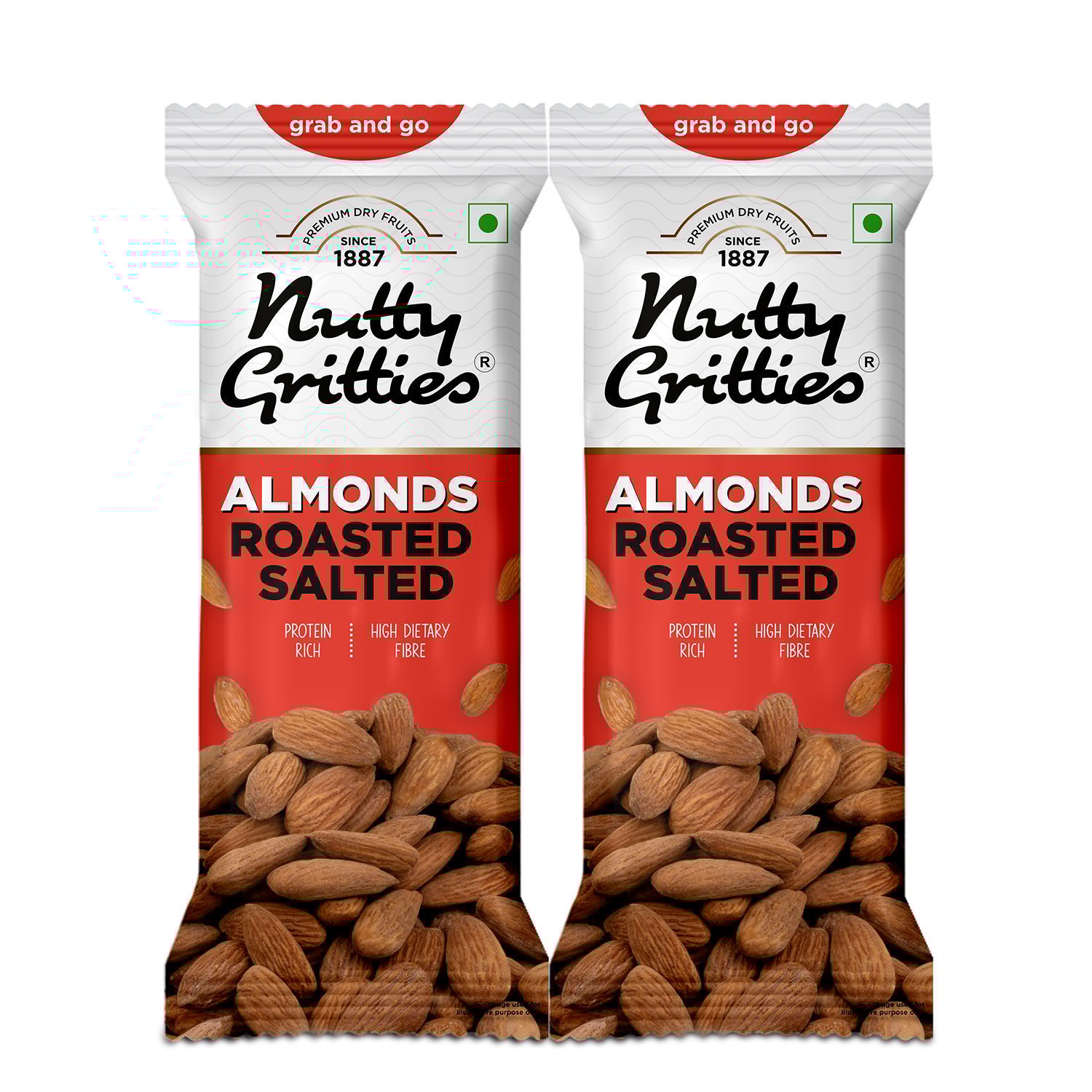 Nutty Gritties Premium California Roasted and Lightly Salted Almonds, 80 gm