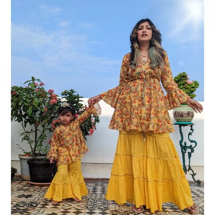 Malmal Kurta-Sharara Set | Bhil Tiger | Newborn to Adult sizes-0-6m
