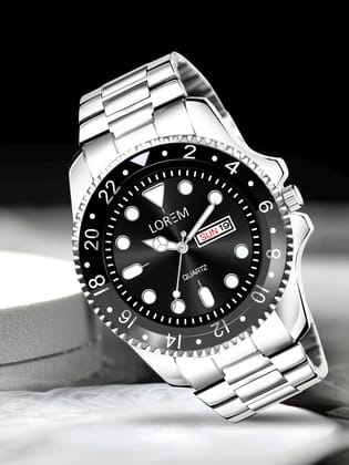 LOREM Black Day-Date Function Casual Analog Watch for Men LR129-UF