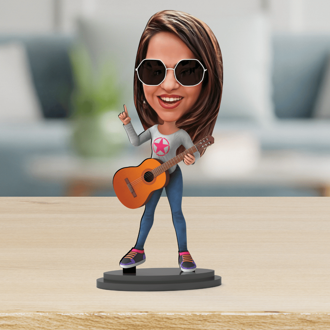 Avatar Studio Personalized Gift for Friends, Sister, Brother, BFF, Girlfriend, Boyfriend Character Caricature Photo Frame Unique Design Customized Gift for Friends & Family (Guitarist Girl)