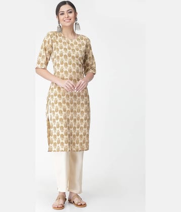 Etnicbasket - Navy Blue Crepe Women's Straight Kurti ( Pack of 1 )