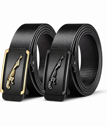 BAYEMA - Black Synthetic Men's Formal Belt ( Pack of 2 )
