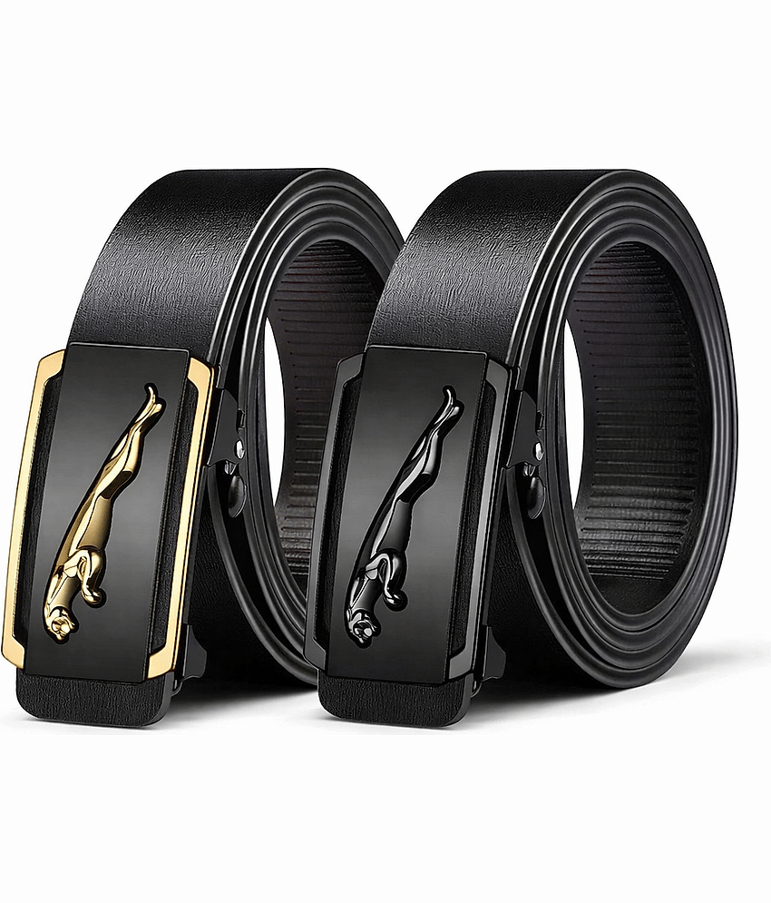 BAYEMA - Black Synthetic Men's Formal Belt ( Pack of 2 )