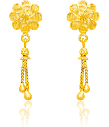 LUV FASHION Golden Stud Earrings ( Pack of 1 )