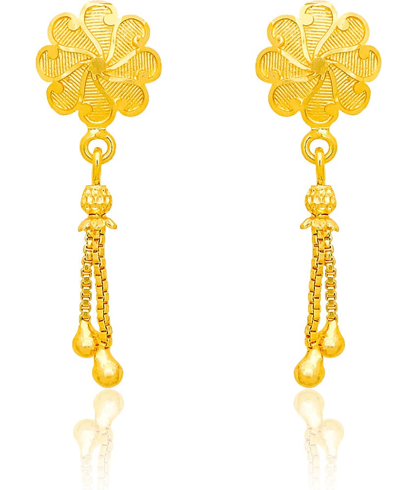 LUV FASHION Golden Stud Earrings ( Pack of 1 )