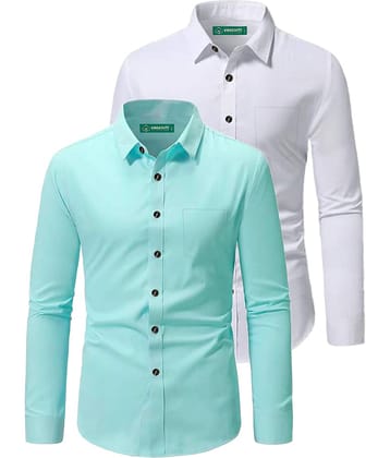 VIMASUTI Cotton Blend Slim Fit Full Sleeves Men's Formal Shirt - Sea Green ( Pack of 2 )