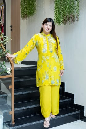 Meera Printed Sequins Detailing Co ord Set-M